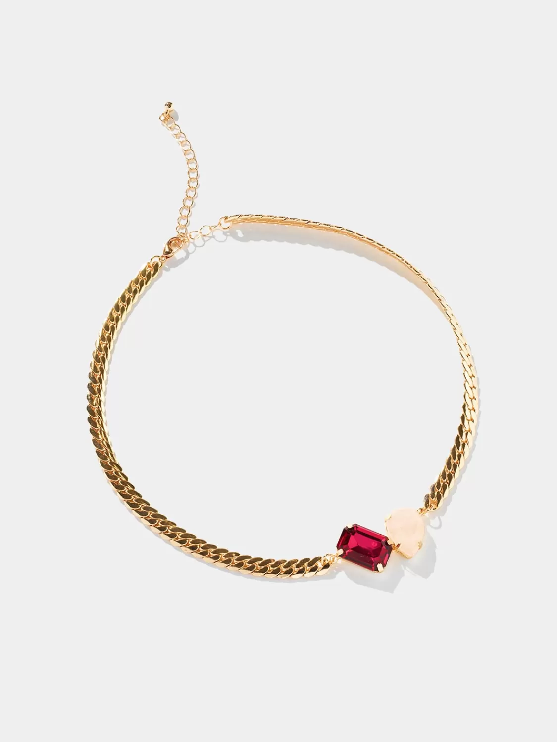 Suzy Shier Jewelry By Le Château*Flat Chain Necklace With Gems