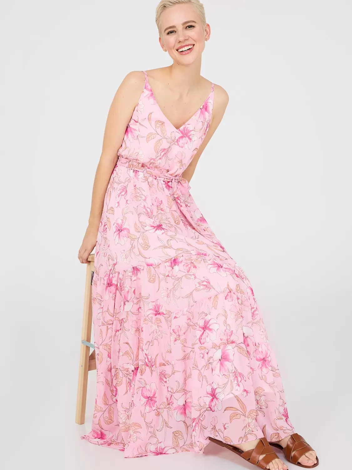 Suzy Shier Casual Dresses | Midi & Maxi*Floral Print 3-Tier Maxi Dress