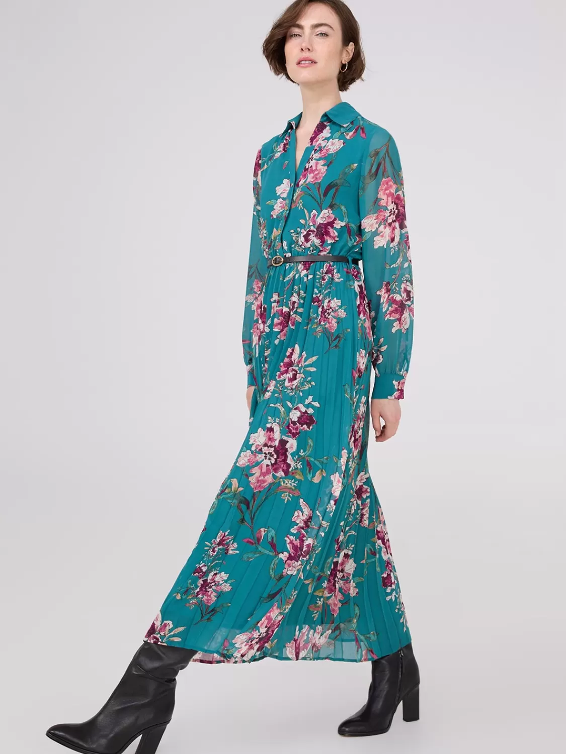 Suzy Shier Casual Dresses | Midi & Maxi*Floral Print Belted Chiffon Dress