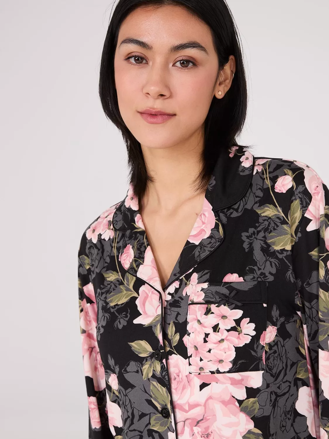 Suzy Shier Lounge & Pjs*Floral Print Button-Down Pajama Set
