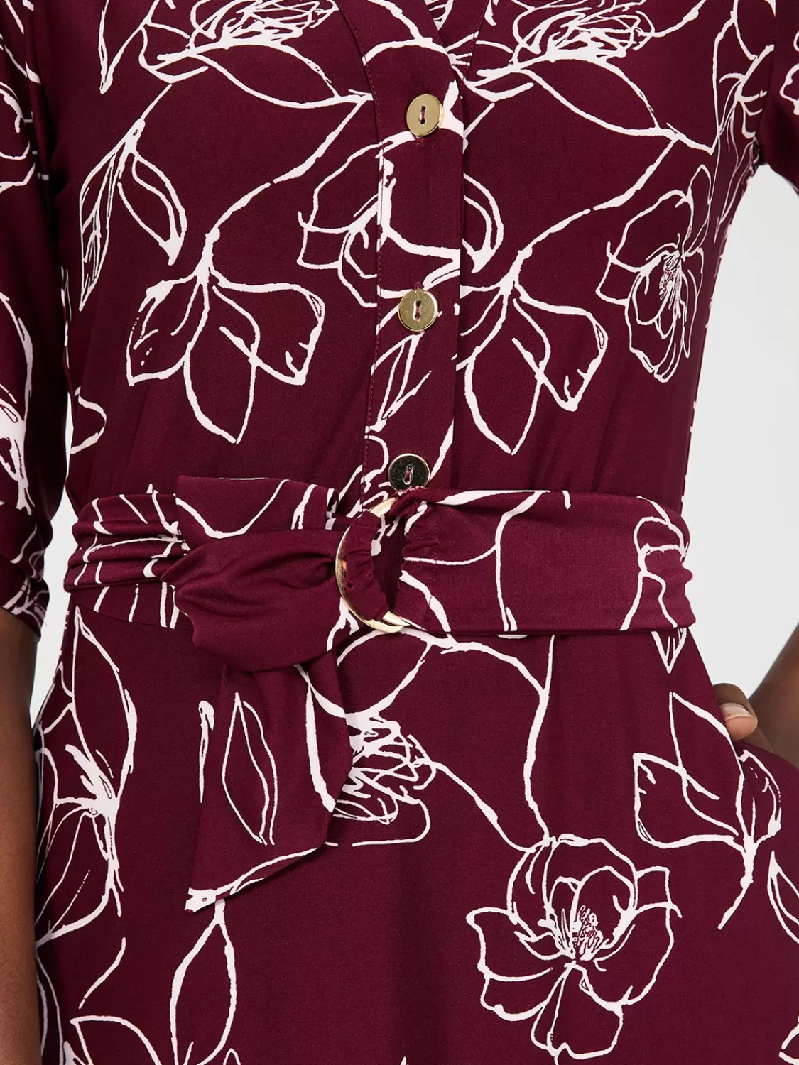 Suzy Shier Casual Dresses | Work Dresses*Floral Print Button-Front Midi Dress With Pockets