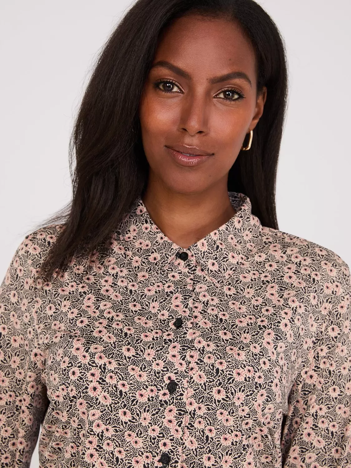 Suzy Shier Tops | Long Sleeve*Floral Print Long Sleeve Button-Front Blouse