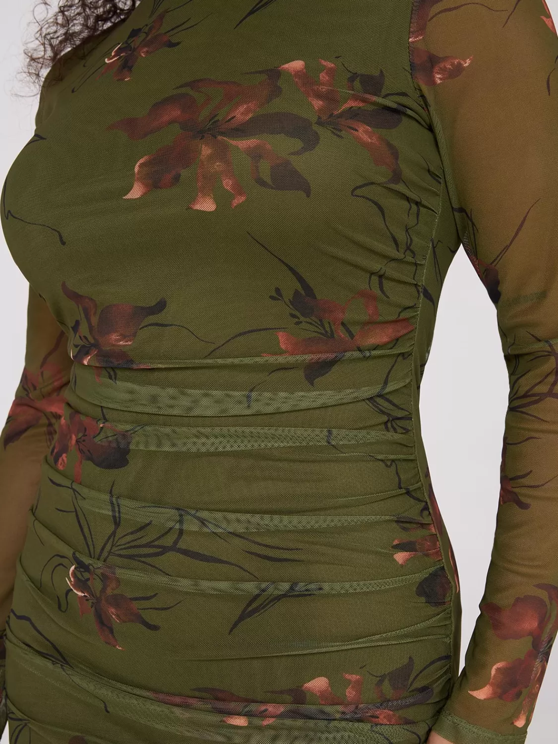 Suzy Shier Midi & Maxi | Party Dresses*Floral Print Mock Neck Mesh Dress
