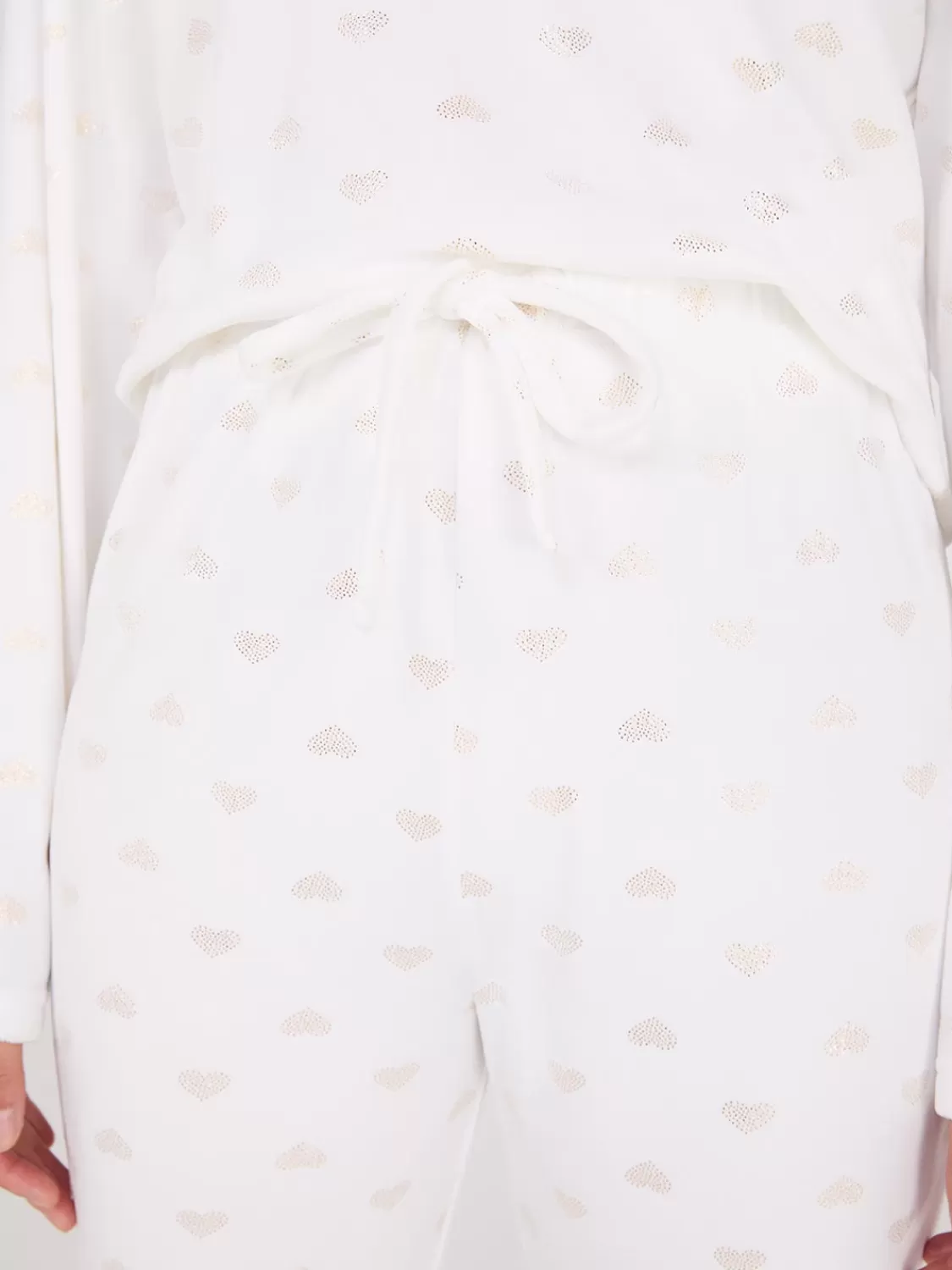 Suzy Shier Lounge & Pjs*Foil Heart Print Velour Pajama Set