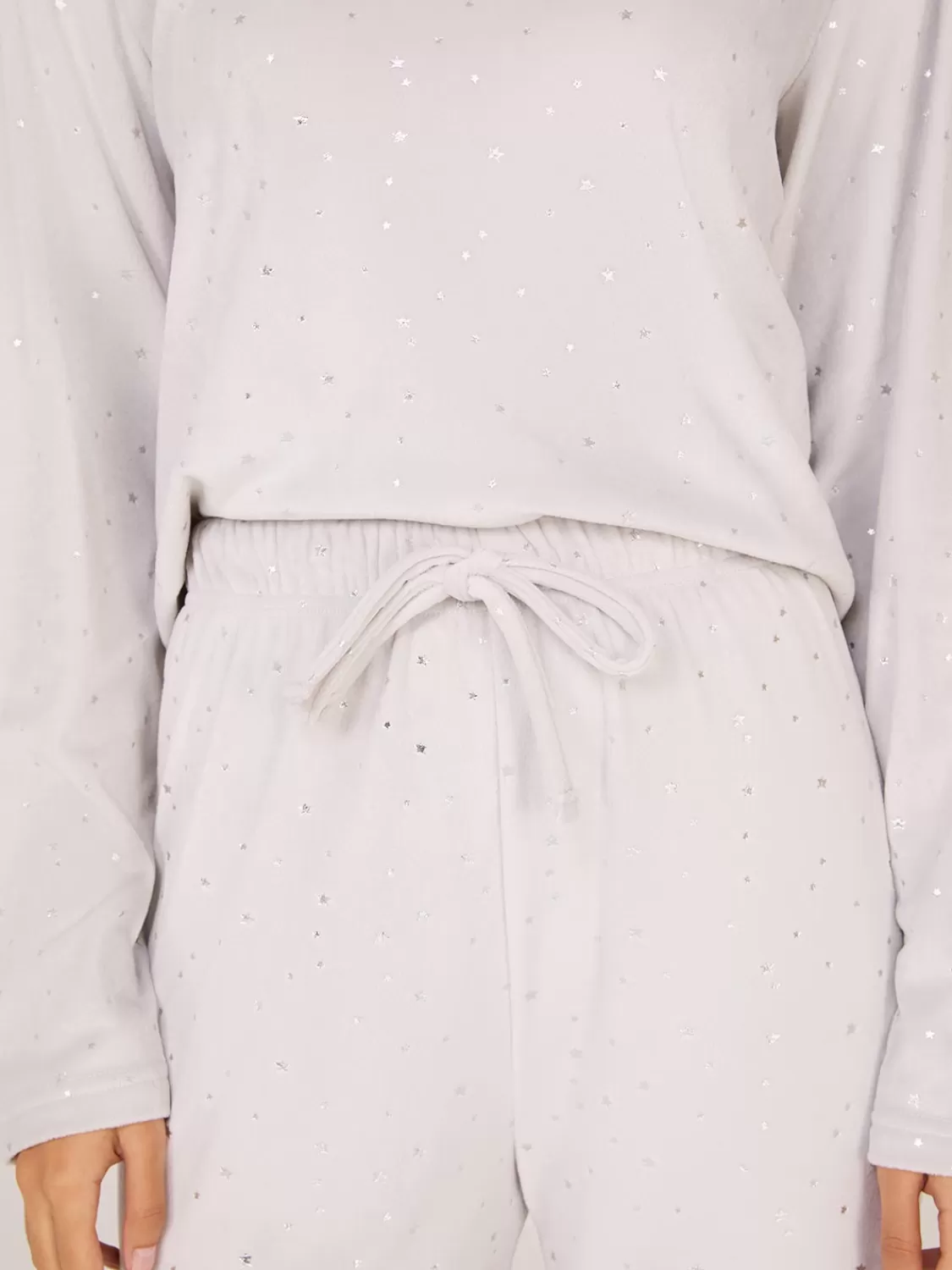 Suzy Shier Lounge & Pjs*Foil Star Print Velour Pajama Set