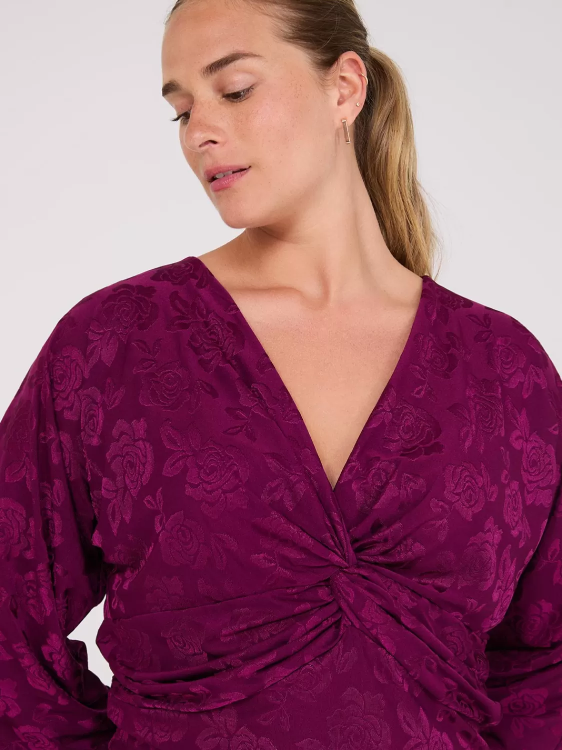 Suzy Shier Tops | Long Sleeve*Front Knot Kimono