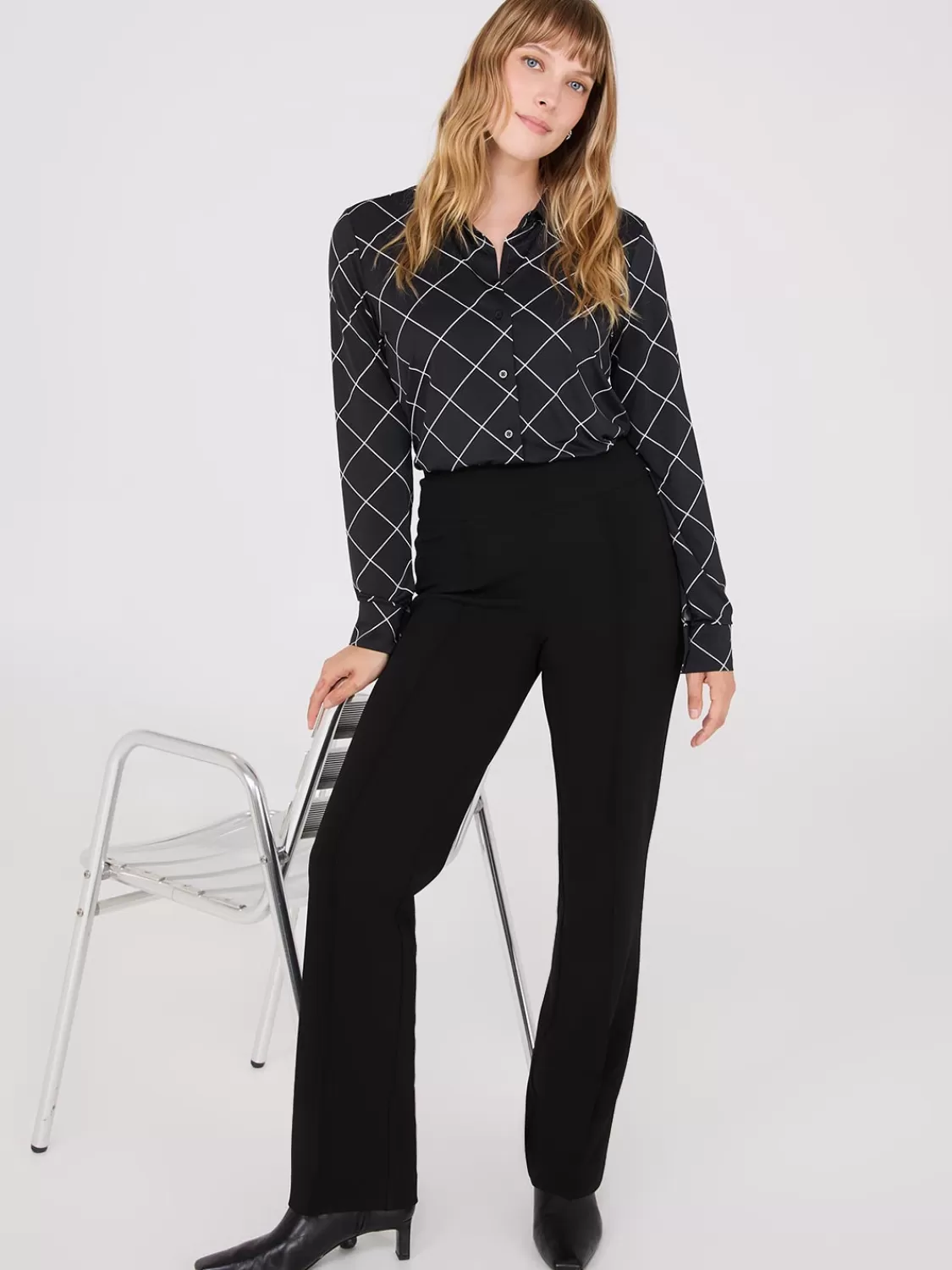 Suzy Shier Bottoms | Pants*Front Pintuck Straight Leg Pants
