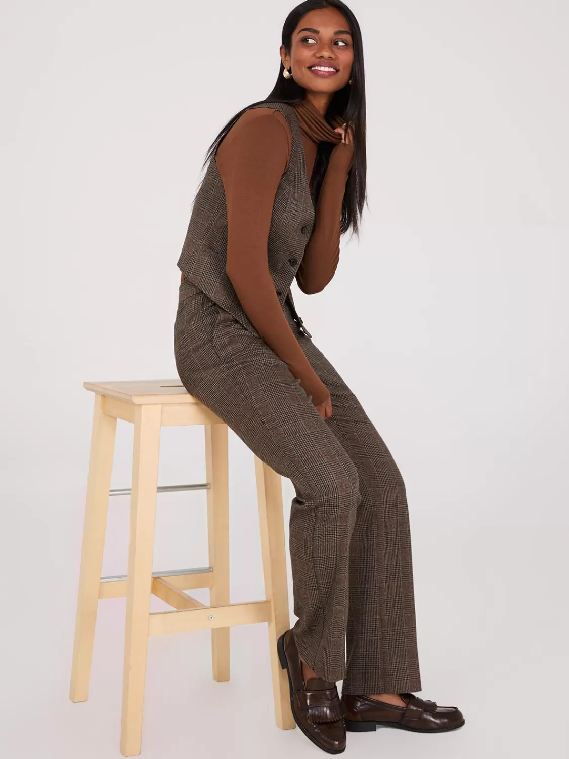Suzy Shier Suiting | Bottoms*Glen Plaid Straight Leg Pants