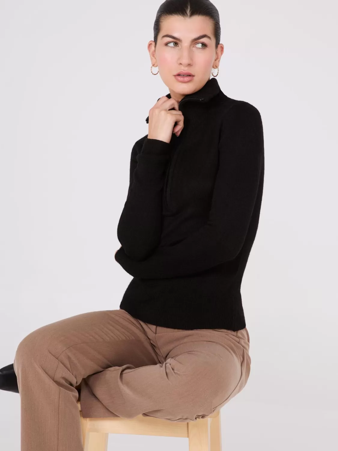 Suzy Shier Long Sleeve | Sweaters & Cardigans*Half-Zip High-Neck Sweater