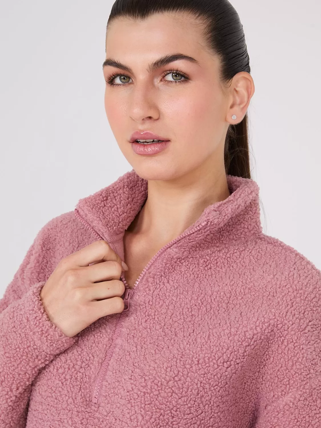 Suzy Shier Lounge & Pjs | Long Sleeve*Half-Zip Sherpa Sweater