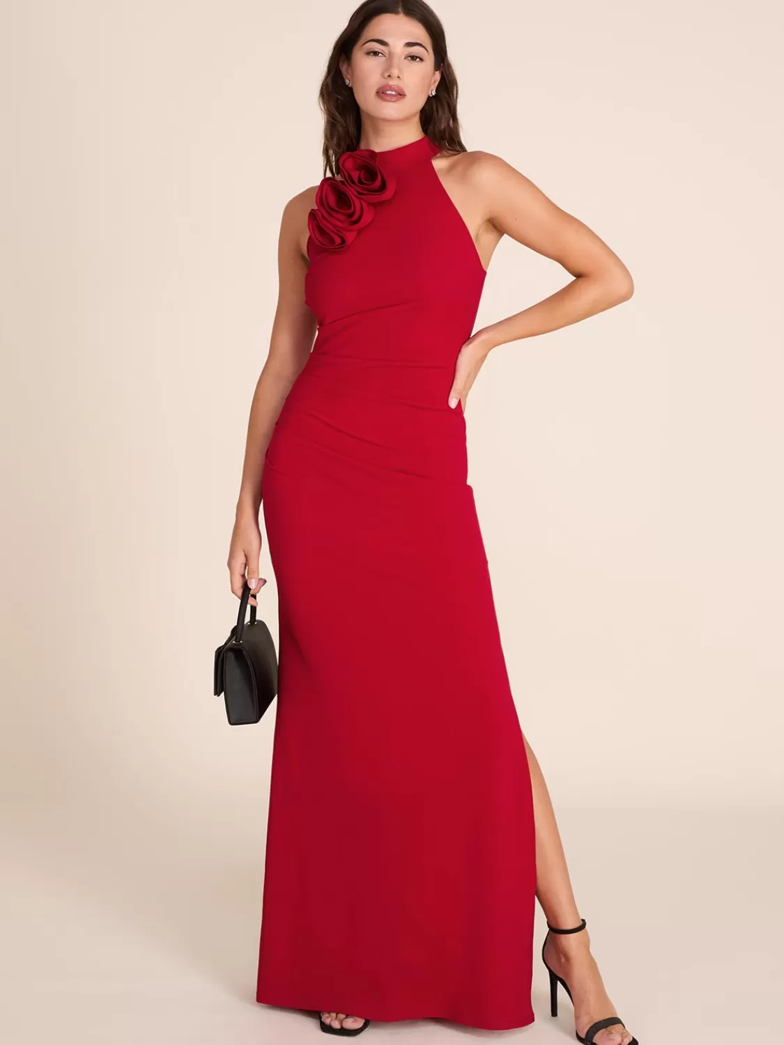 Suzy Shier Evening Gowns - Le Château*Halter Neck Gown With Rosette