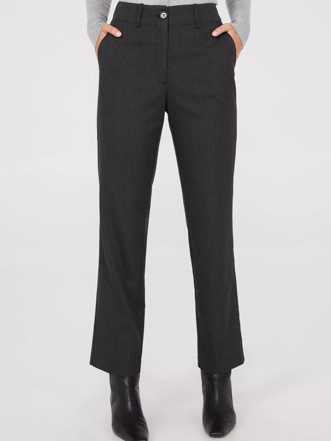 Suzy Shier Suiting | Bottoms*Herringbone Straight Leg Pants