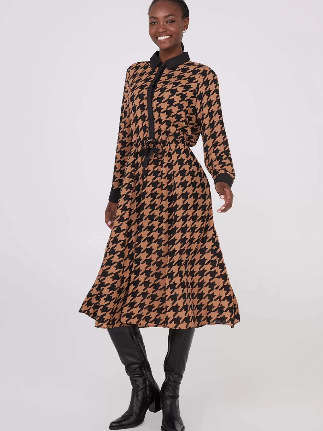 Suzy Shier Work Dresses | Dresses*Houndstooth Chiffon A-Line Dress