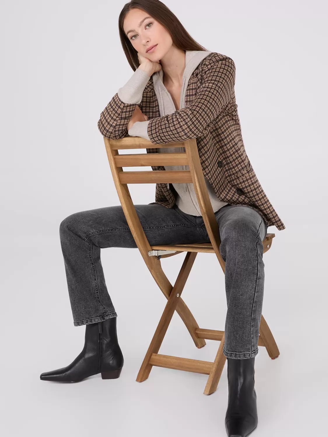 Suzy Shier Blazers & Vests*Houndstooth Jacquard Button-Front Blazer