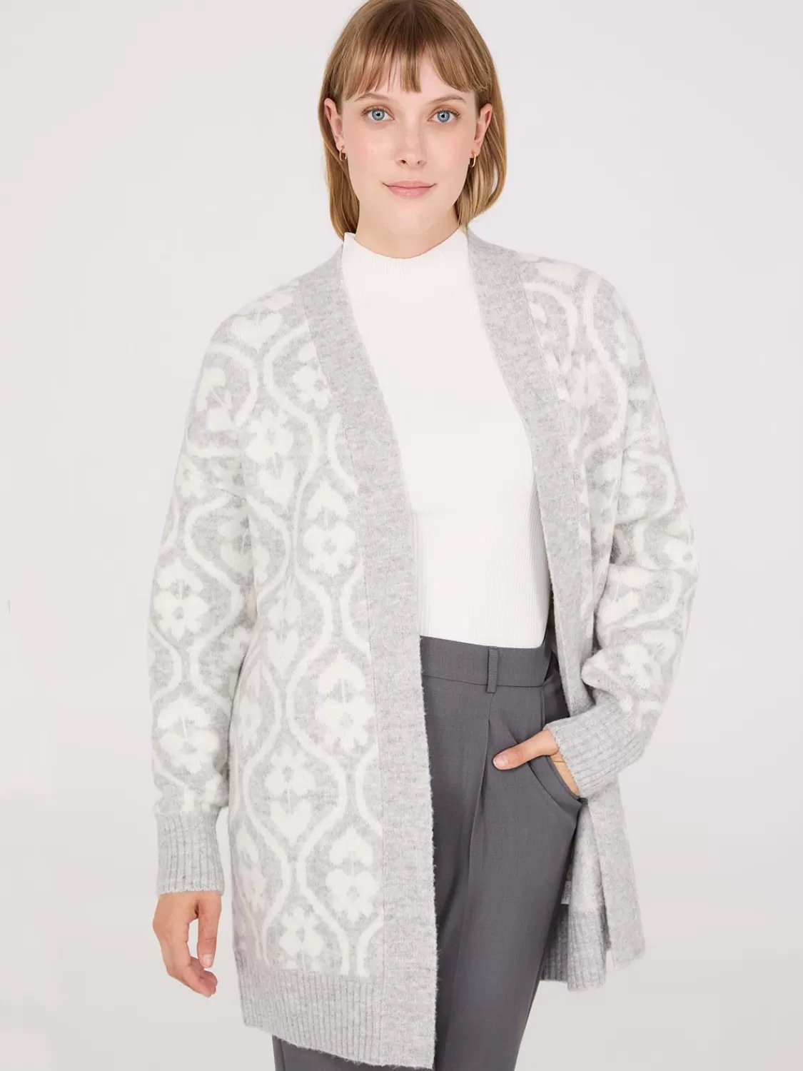 Suzy Shier Long Sleeve | Sweaters & Cardigans*Jacquard Drop Shoulder Duster