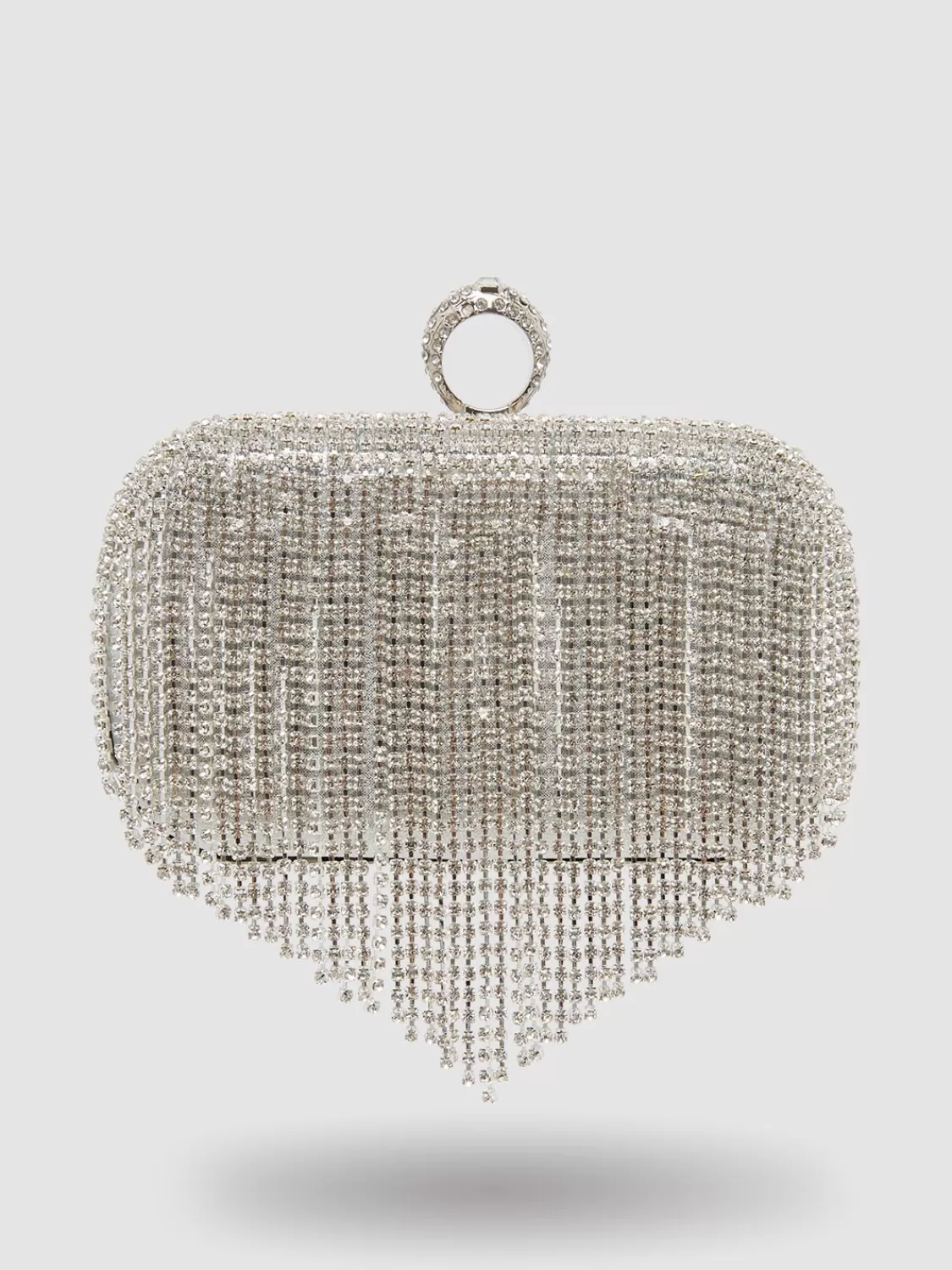 Suzy Shier Handbags By Le Château*Jewelled Fringe Minaudiere With Ring Closure