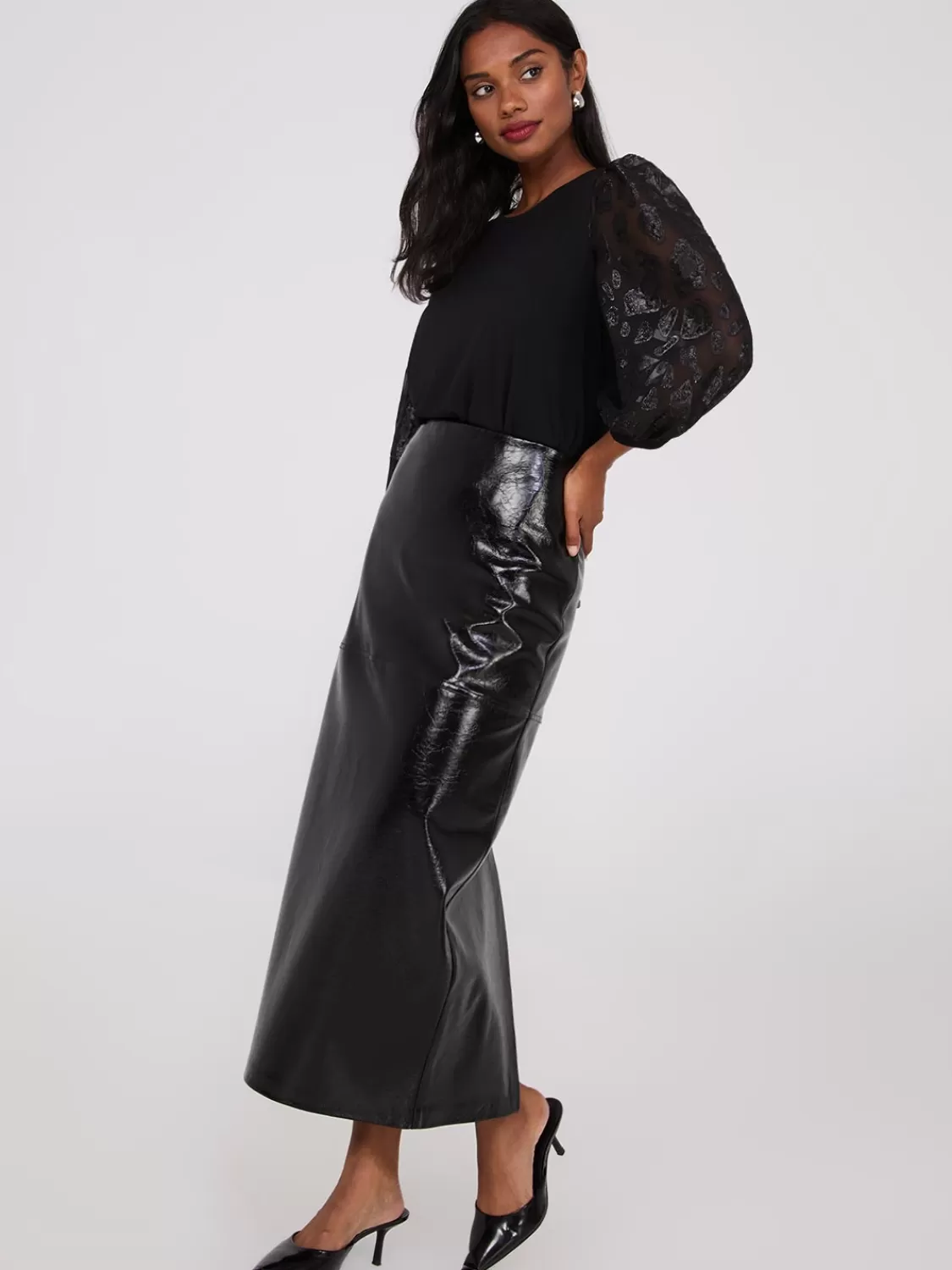 Suzy Shier Long Sleeve | Fashion Tops*Leopard Print Balloon Sleeve Crepe Top