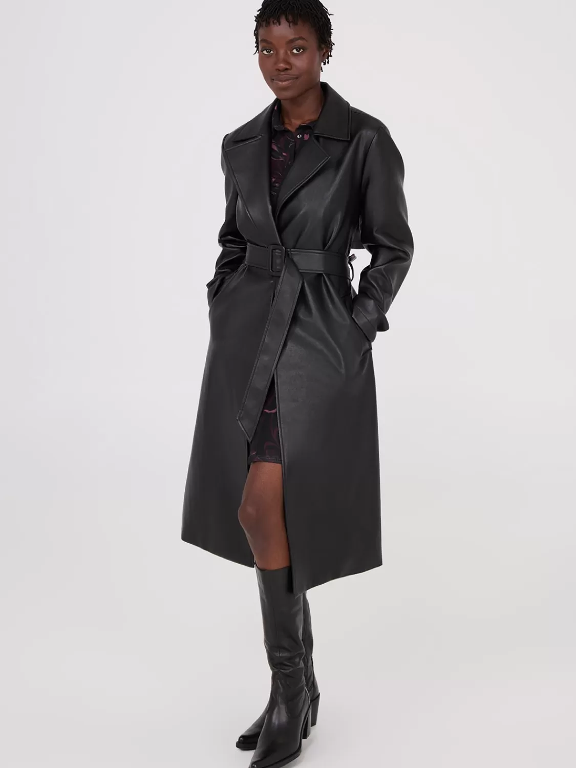 Suzy Shier Coats | Coats*Long Faux Leather Trench Coat