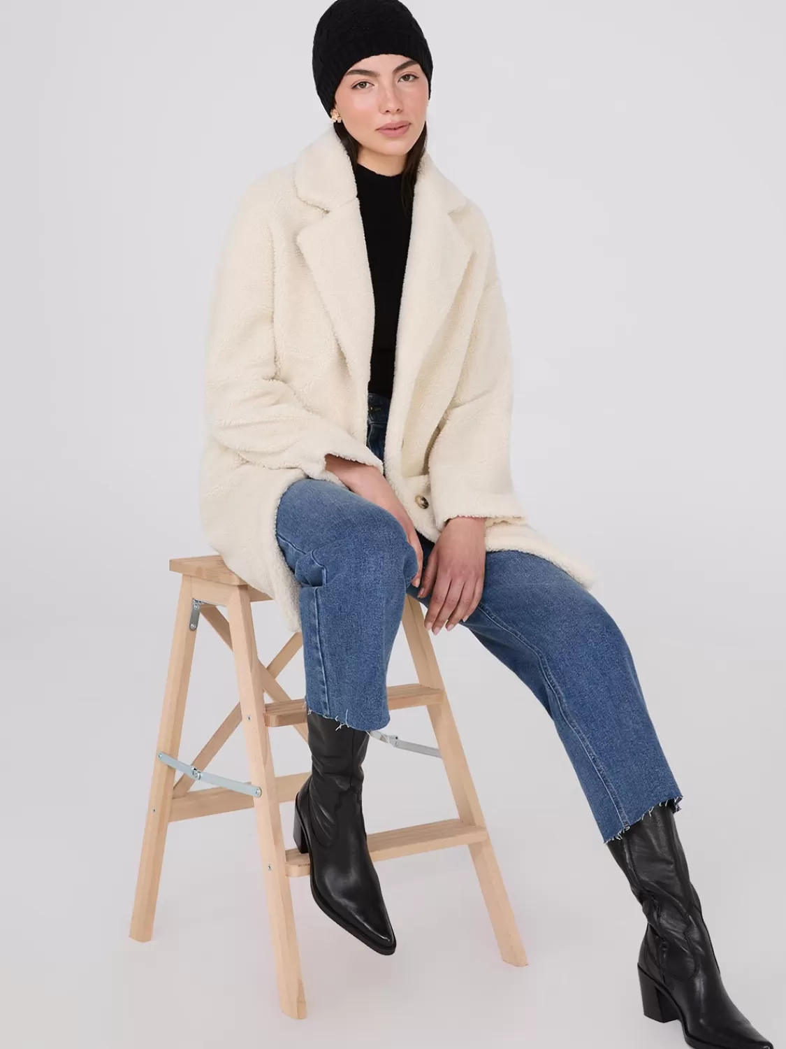 Suzy Shier Coats | Coats*Long Sherpa Teddy Coat