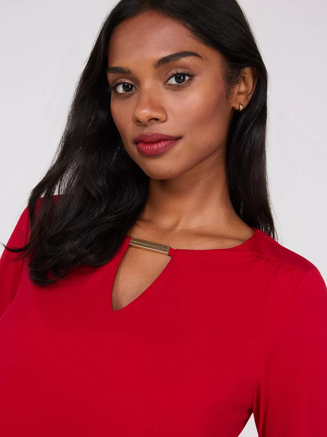 Suzy Shier Long Sleeve | Fashion Tops*Long Sleeve Top With Metal Bar Detail
