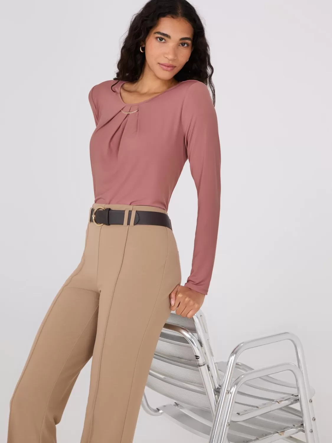 Suzy Shier Tops | Long Sleeve*Long Sleeve Top With Metal Detail