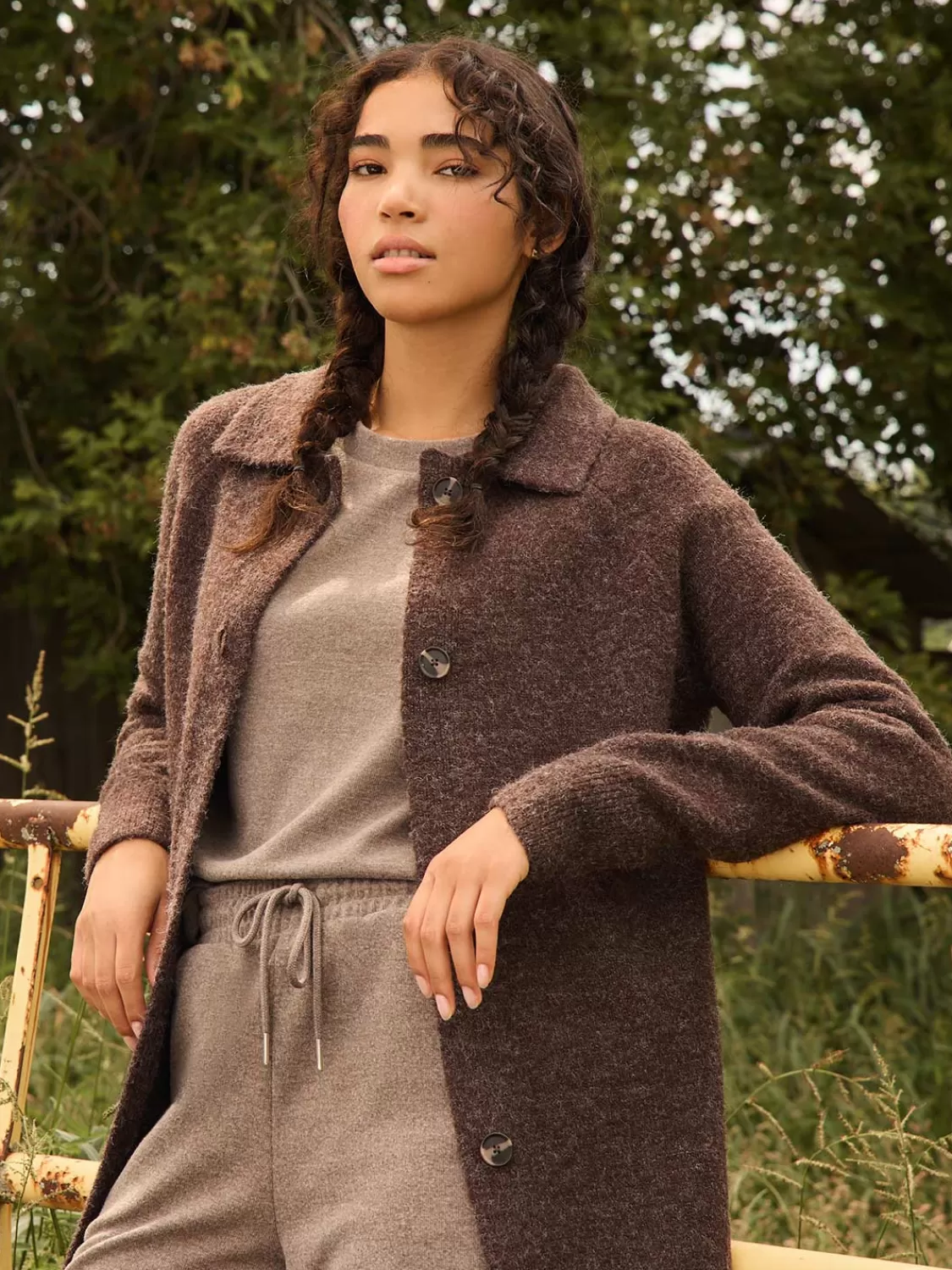 Suzy Shier Lounge & Pjs | Long Sleeve*Melange Brushed Ribbed Loose Sweatshirt