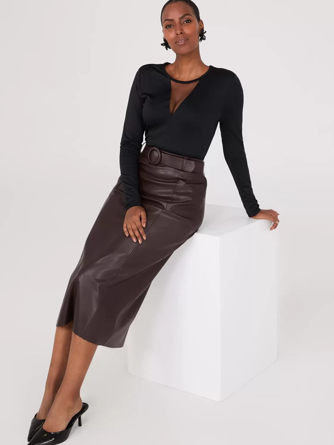 Suzy Shier Tops | Suzy Everyday*Mesh V-Neck Long Sleeve Top