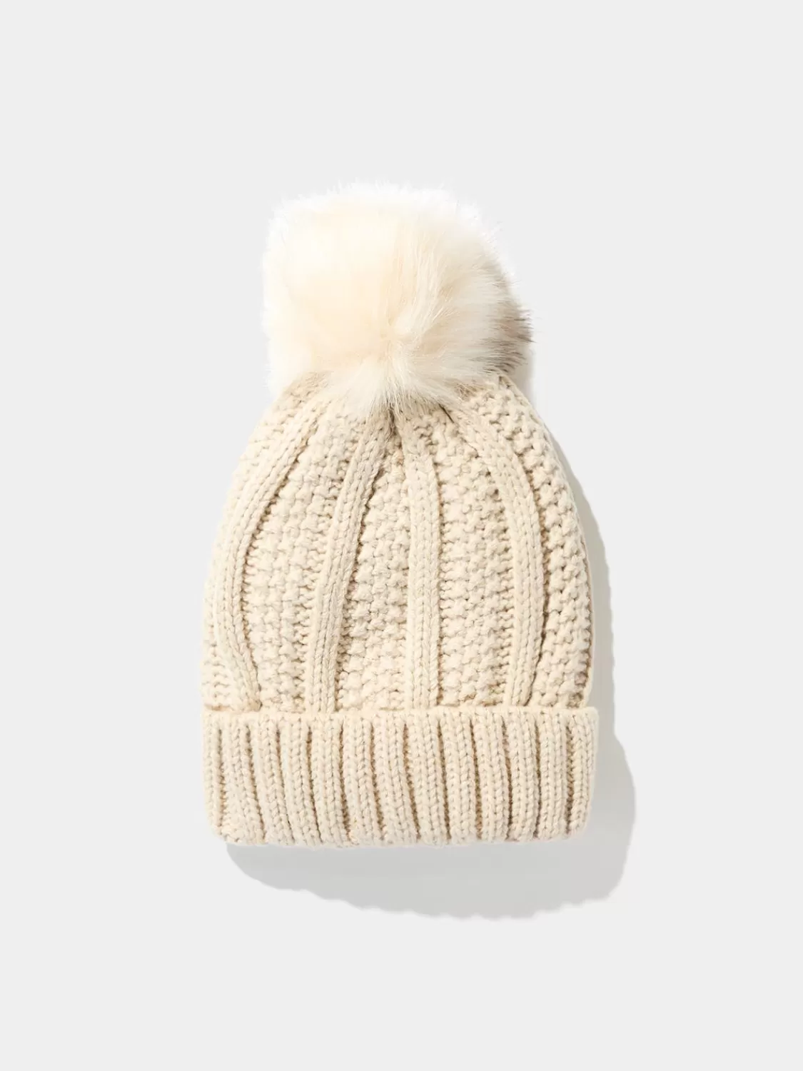 Suzy Shier Hats & Scarves & Gloves*Metallic Beanie With Faux Fur Pom Pom