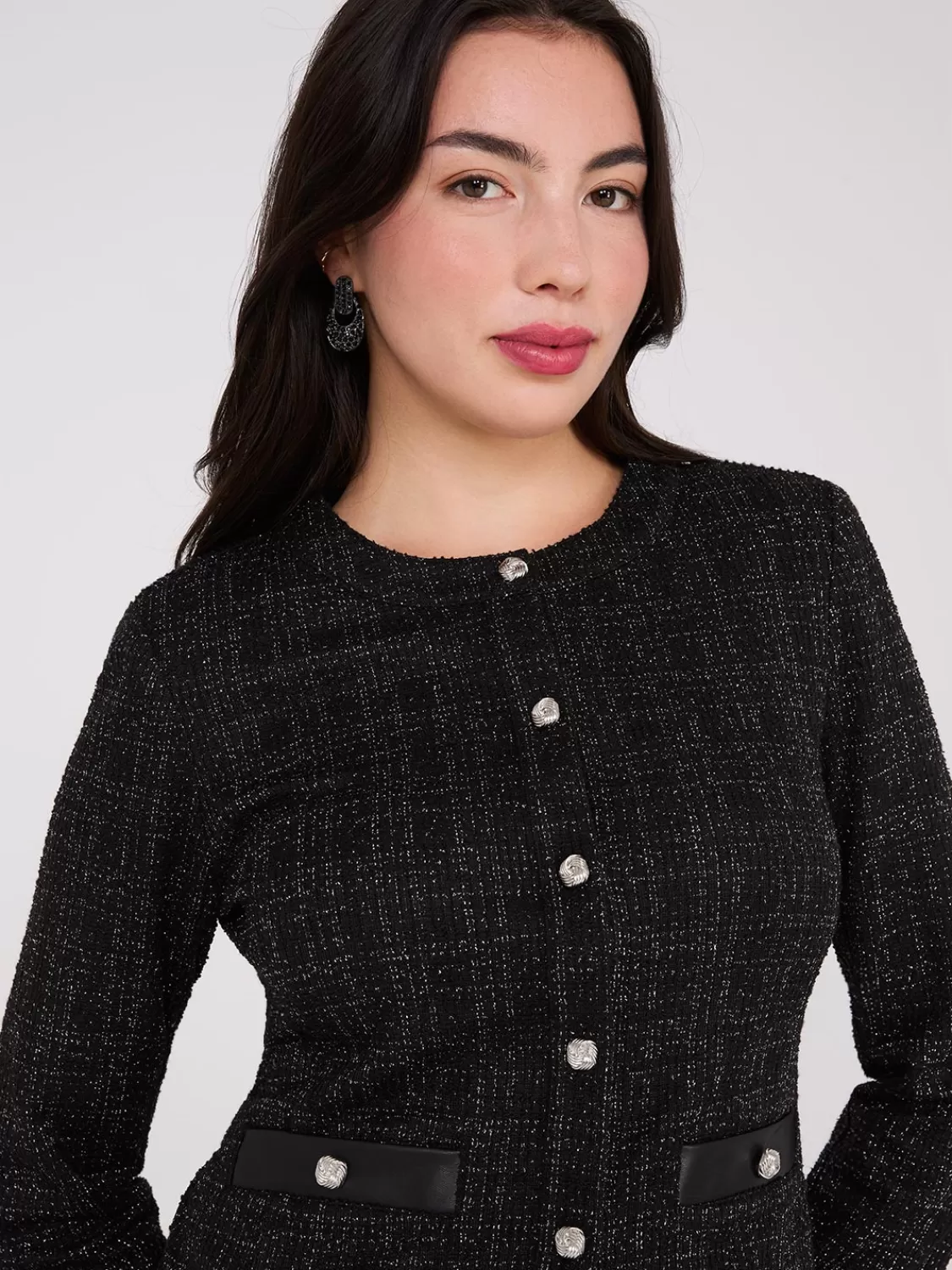 Suzy Shier Suiting | Blazers & Vests*Metallic Boucle Button-Front Blazer