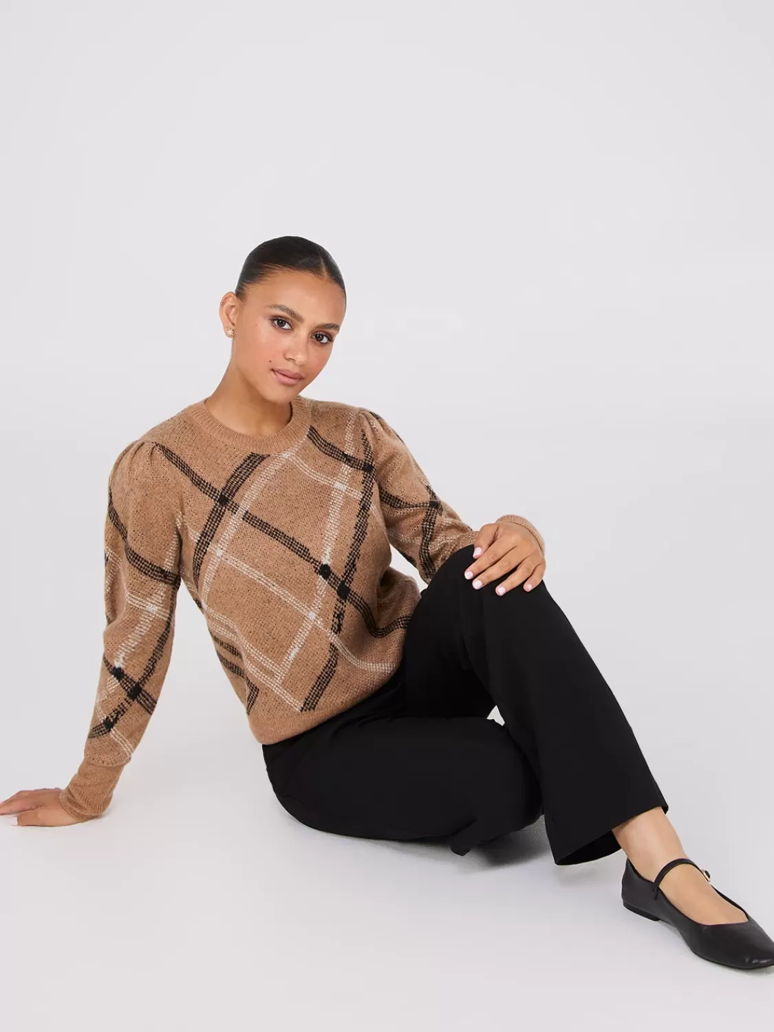 Suzy Shier Long Sleeve | Sweaters & Cardigans*Metallic Jacquard Crew Neck Sweater