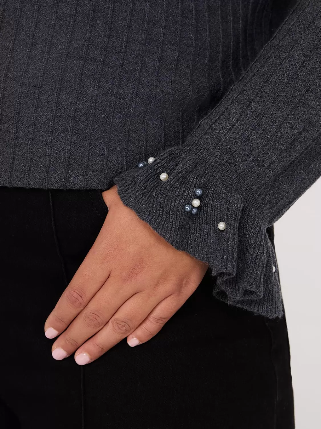 Suzy Shier Long Sleeve | Sweaters & Cardigans*Mock Neck Sweater With Pearl Details