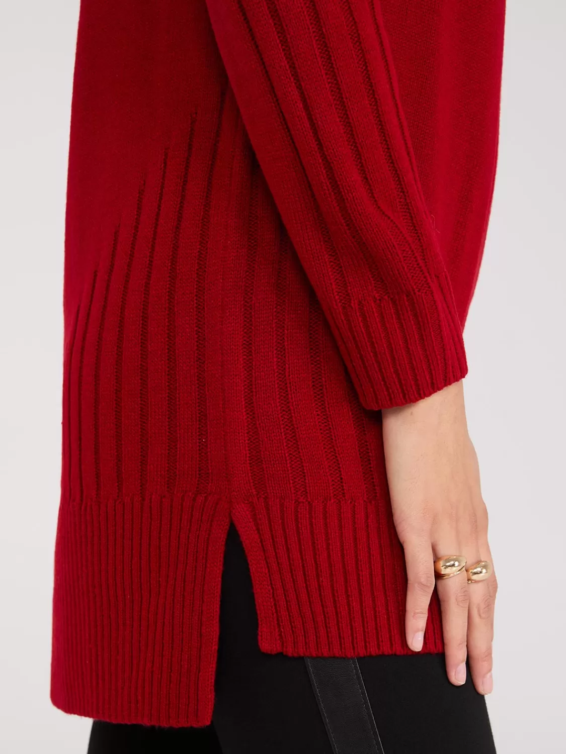 Suzy Shier Long Sleeve | Sweaters & Cardigans*Mock Neck Tunic Sweater With Button Details