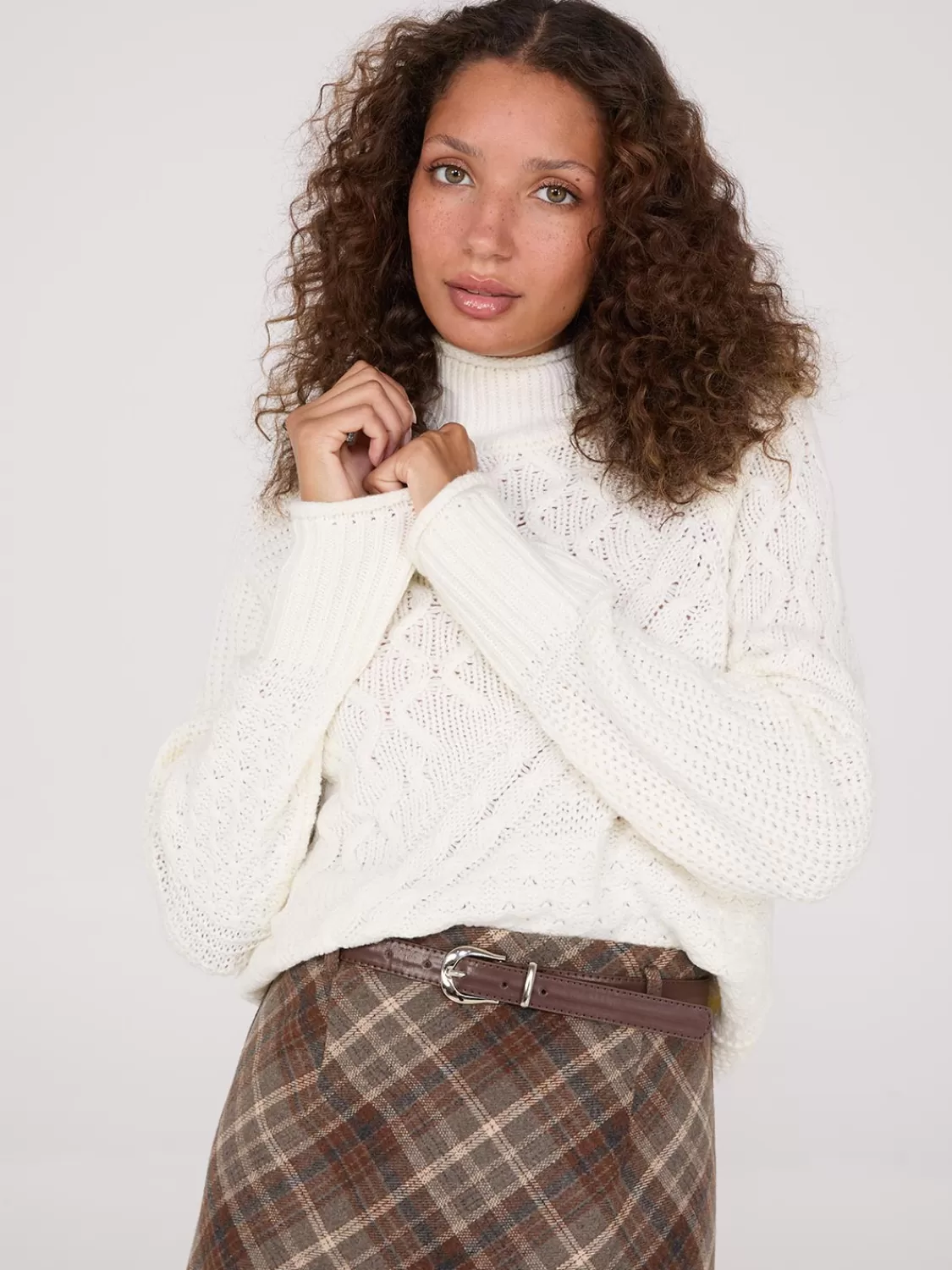 Suzy Shier Long Sleeve | Sweaters & Cardigans*Multi Cable Knit Mock Neck Sweater
