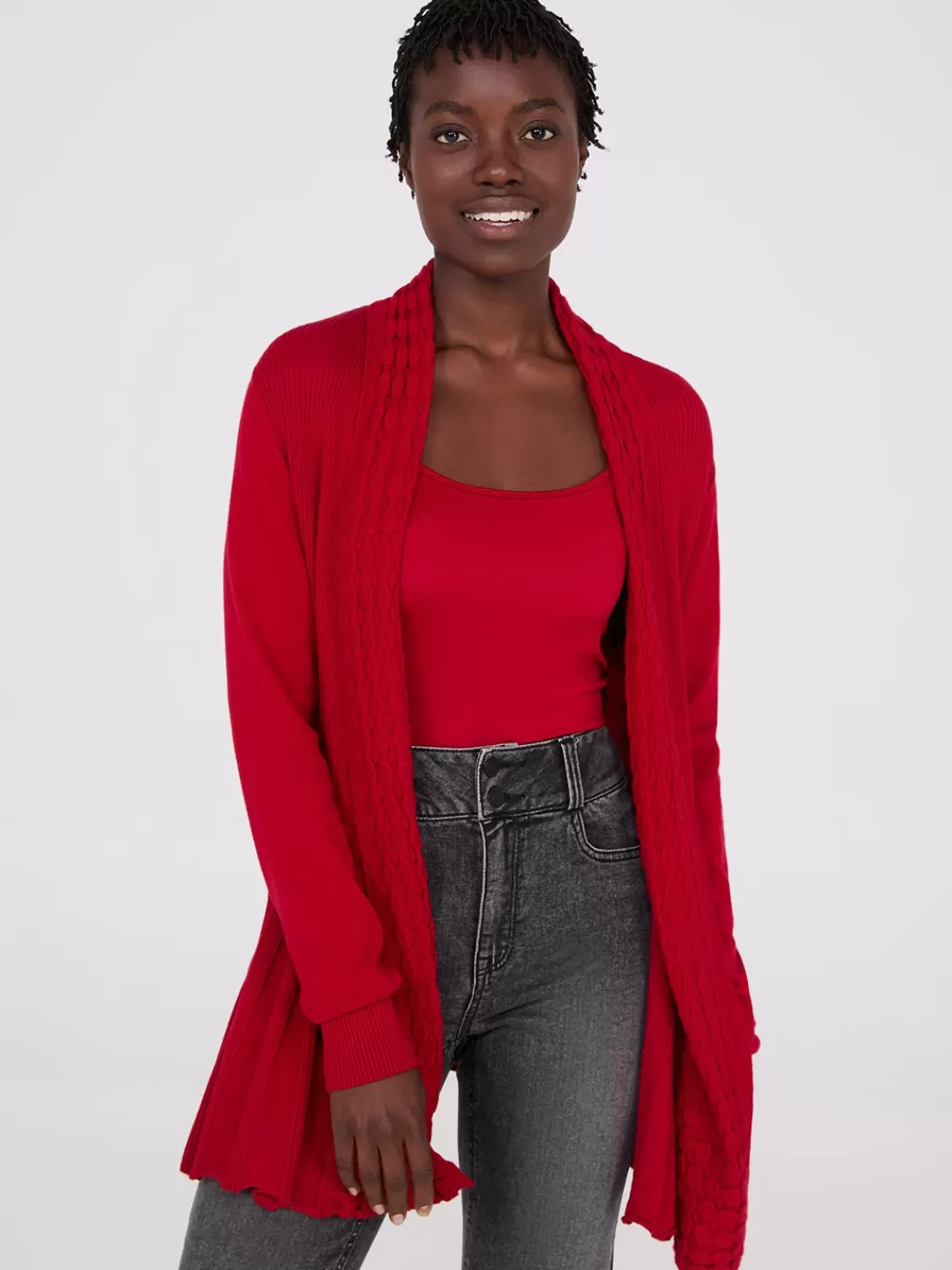 Suzy Shier Long Sleeve | Sweaters & Cardigans*Multi Stitch Shawl Collar Duster Cardigan