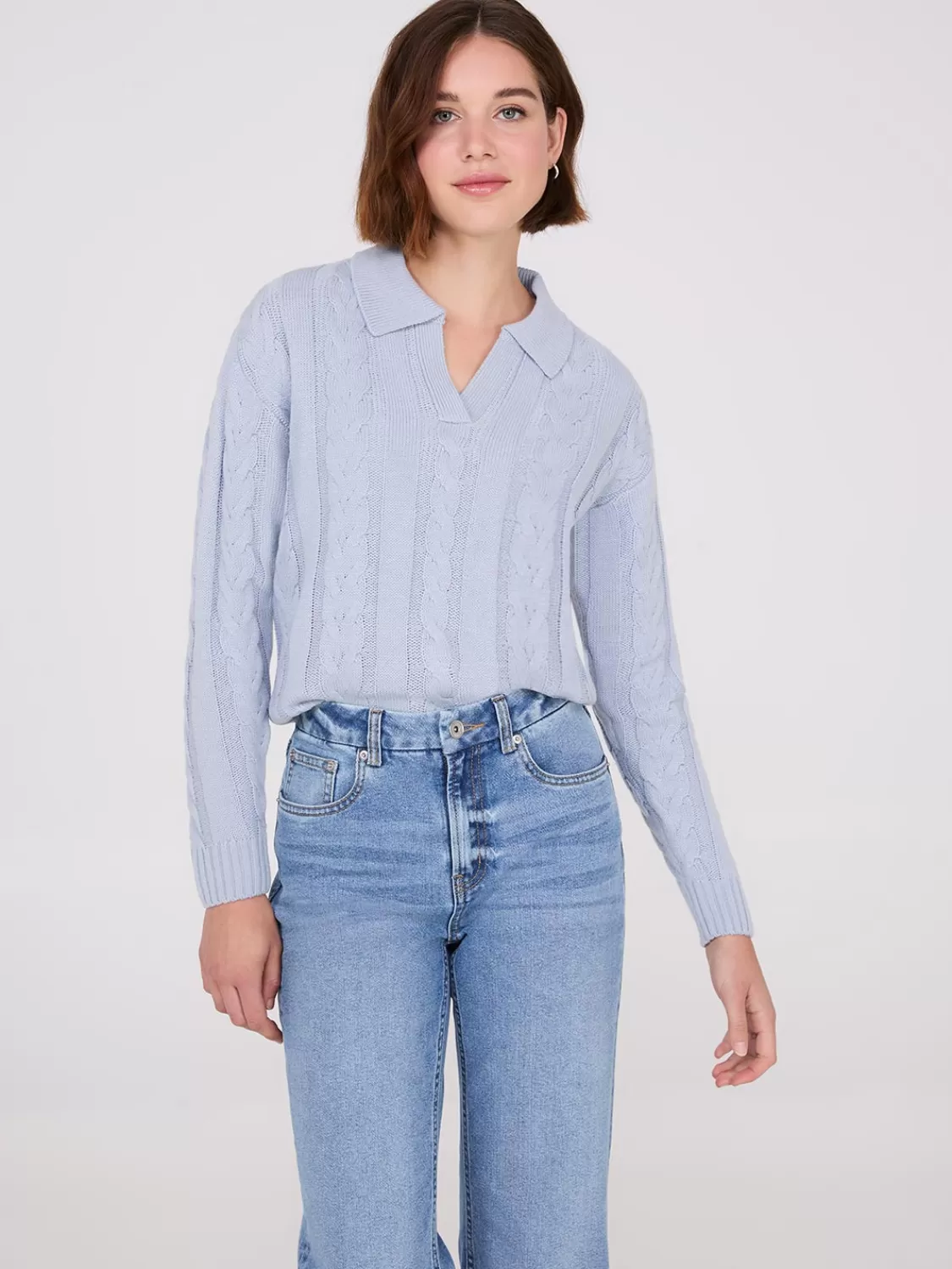 Suzy Shier Long Sleeve | Sweaters & Cardigans*Multi-Cable Johnny Collar Sweater