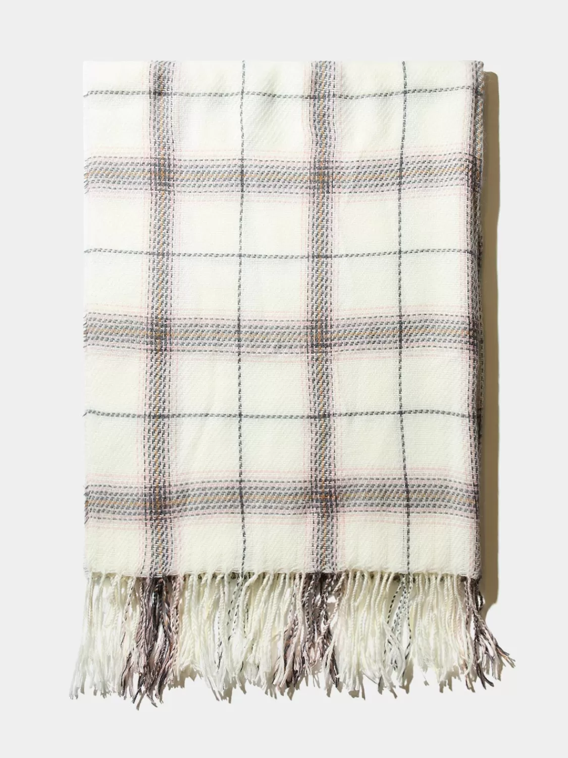 Suzy Shier Hats & Scarves & Gloves*Neutral Grid Printed Scarf