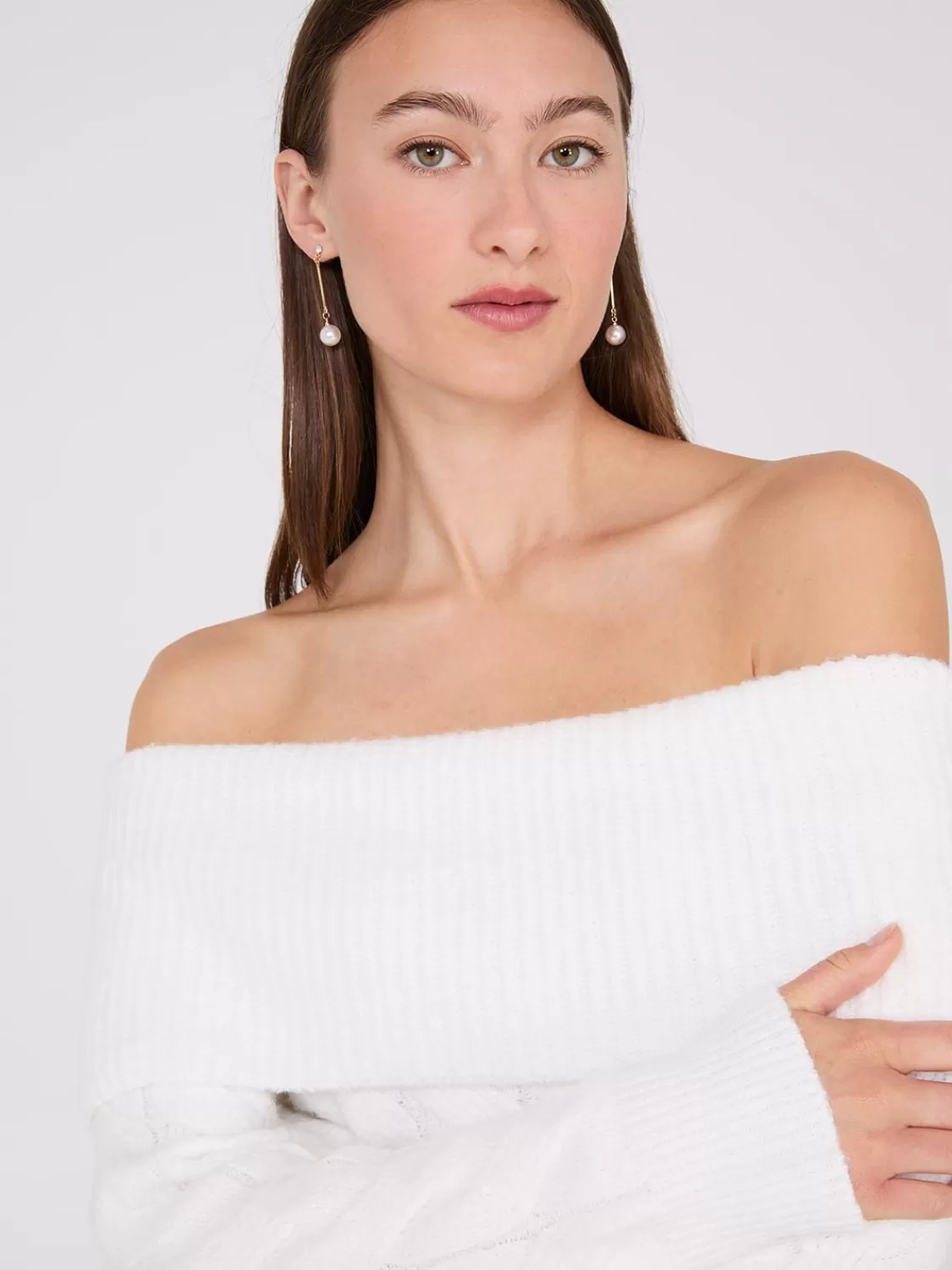 Suzy Shier Long Sleeve | Sweaters & Cardigans*Off-The-Shoulder Cable Knit Sweater
