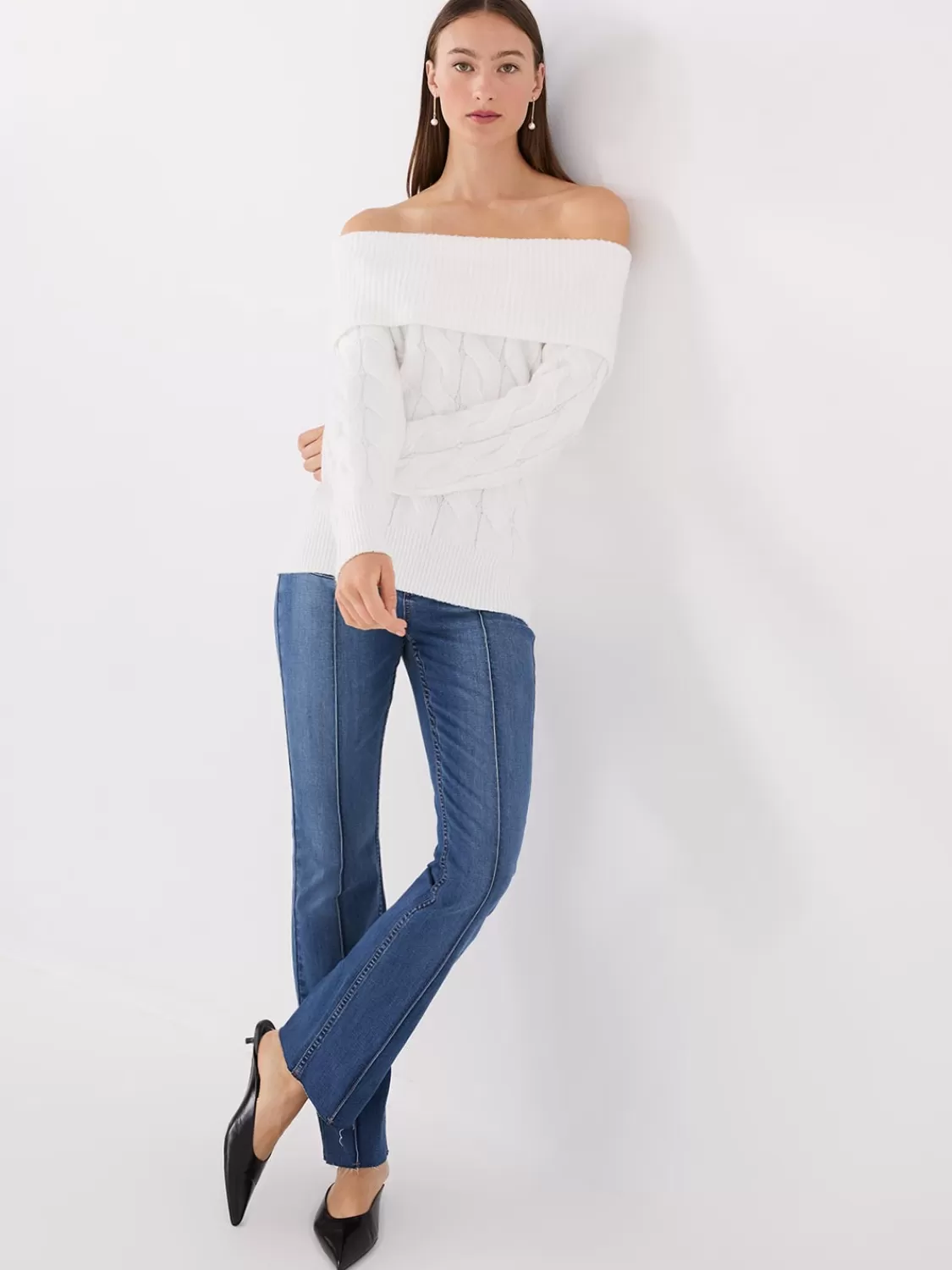 Suzy Shier Long Sleeve | Sweaters & Cardigans*Off-The-Shoulder Cable Knit Sweater