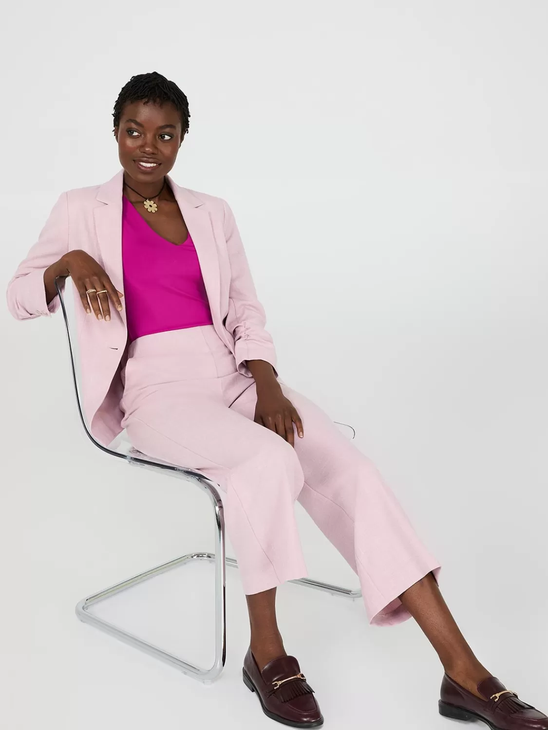 Suzy Shier Suiting | Blazers & Vests*One-Button Ruched 3/4 Sleeve Blazer