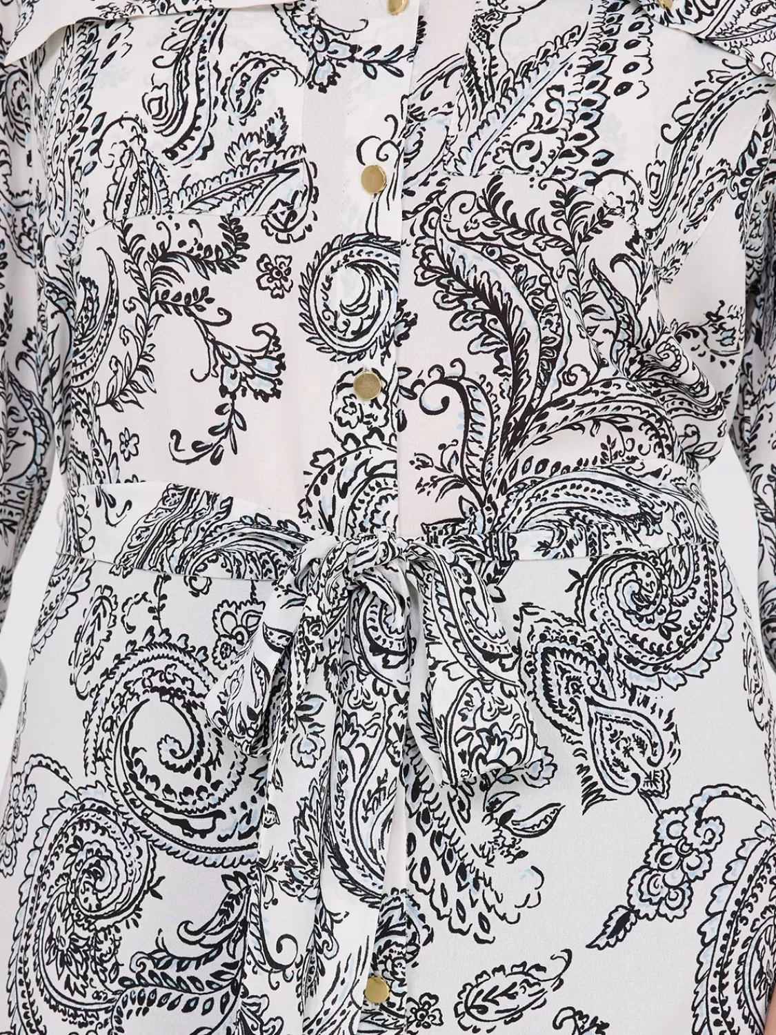 Suzy Shier Tops | Long Sleeve*Paisley Print Chiffon Belted Tunic Blouse