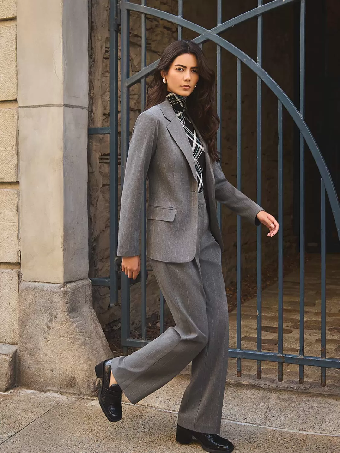 Suzy Shier Suiting | Bottoms*Pinstripe Wide-Leg Pants