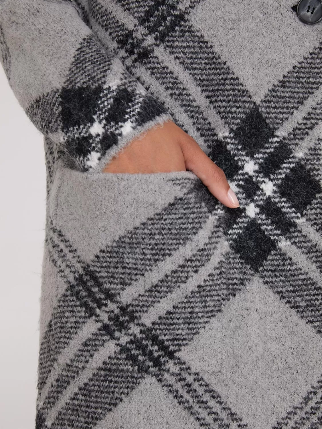 Suzy Shier Long Sleeve | Sweaters & Cardigans*Plaid Notch Collar One-Button Duster