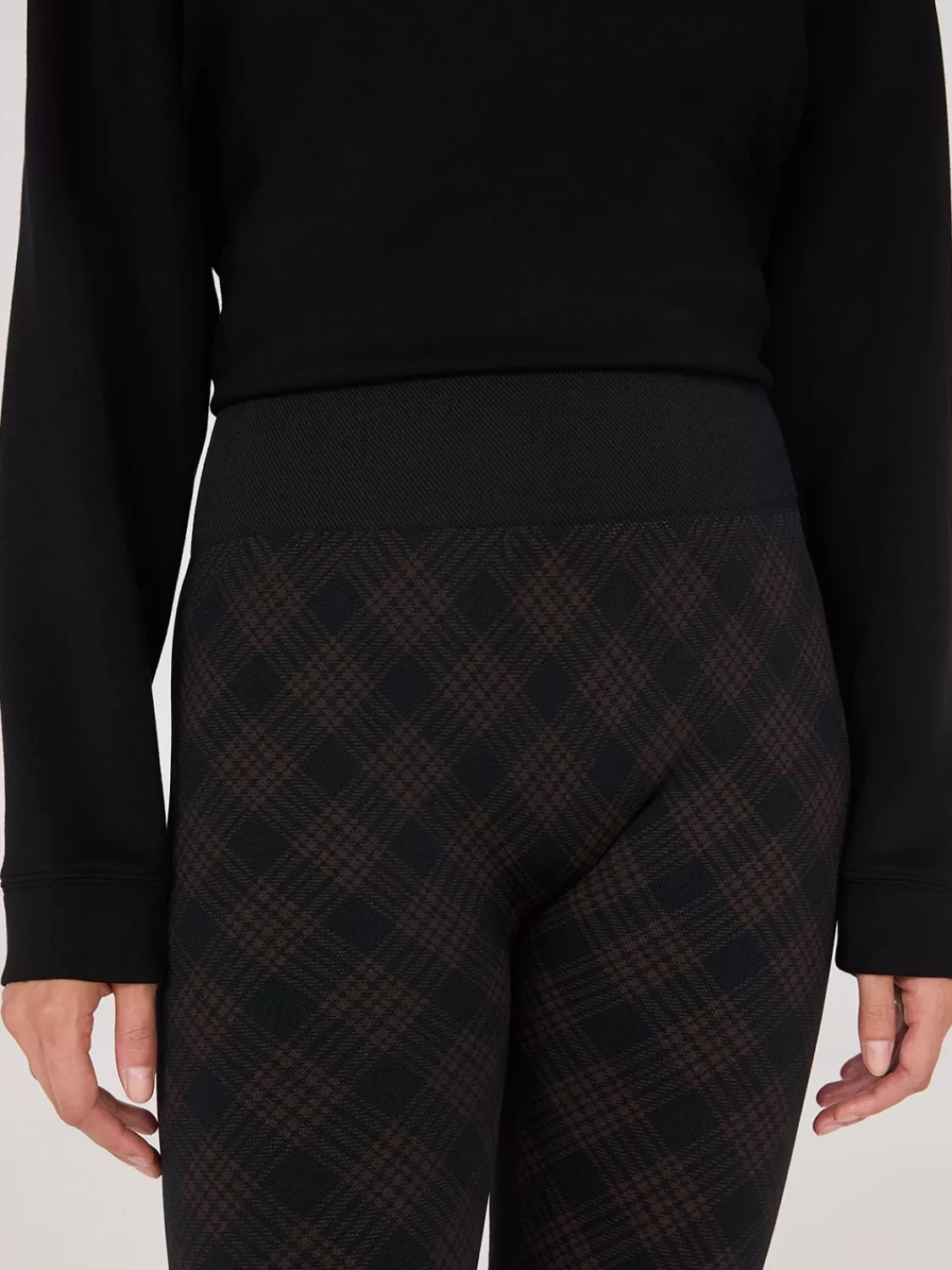 Suzy Shier Leggings & Sweatpants*Plaid Print Fleece Lined Leggings