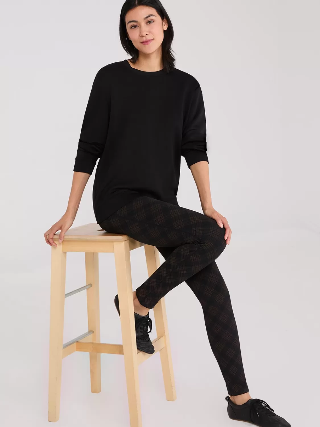 Suzy Shier Leggings & Sweatpants*Plaid Print Fleece Lined Leggings