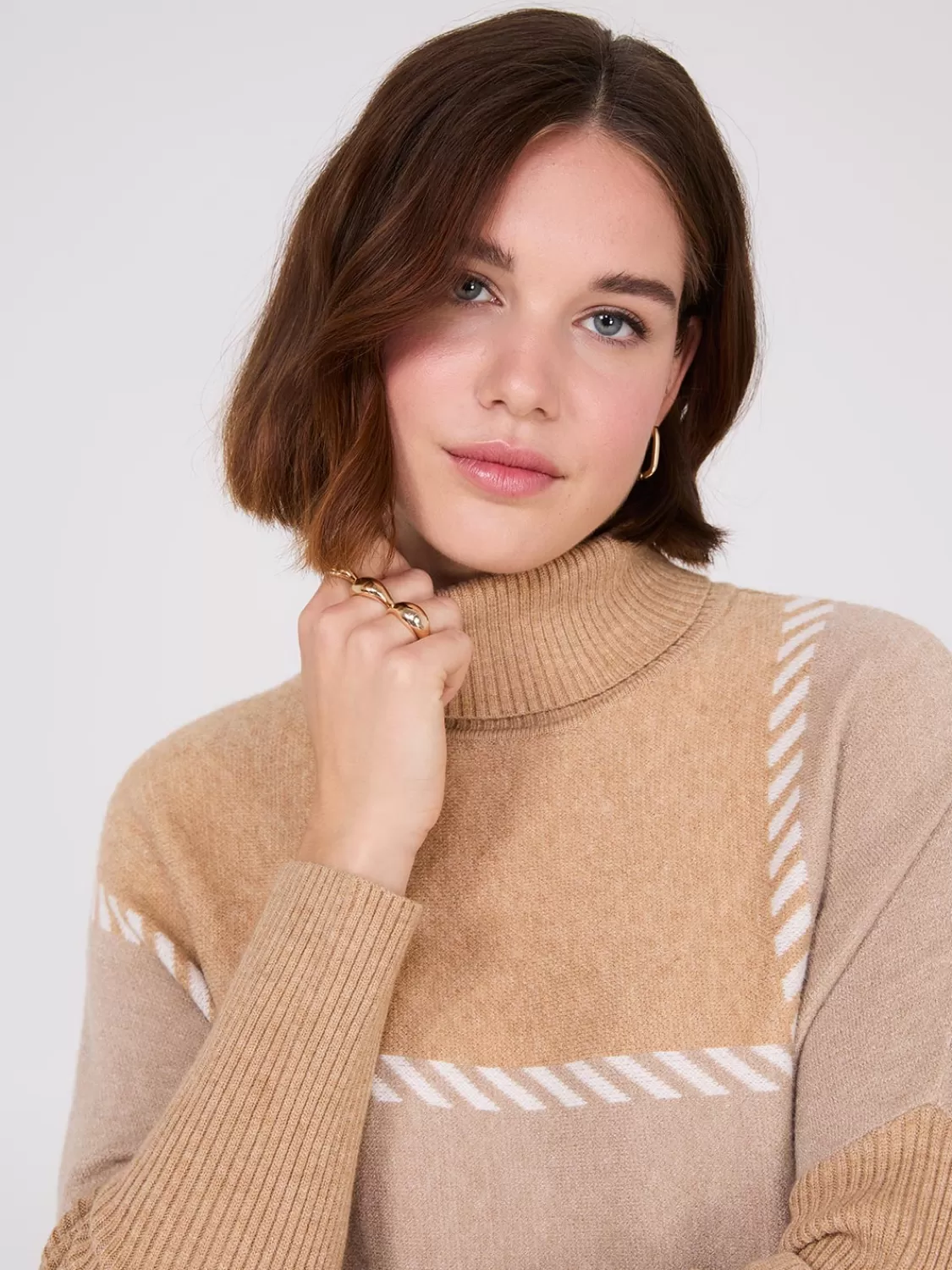 Suzy Shier Long Sleeve | Sweaters & Cardigans*Plaid Turtleneck Poncho