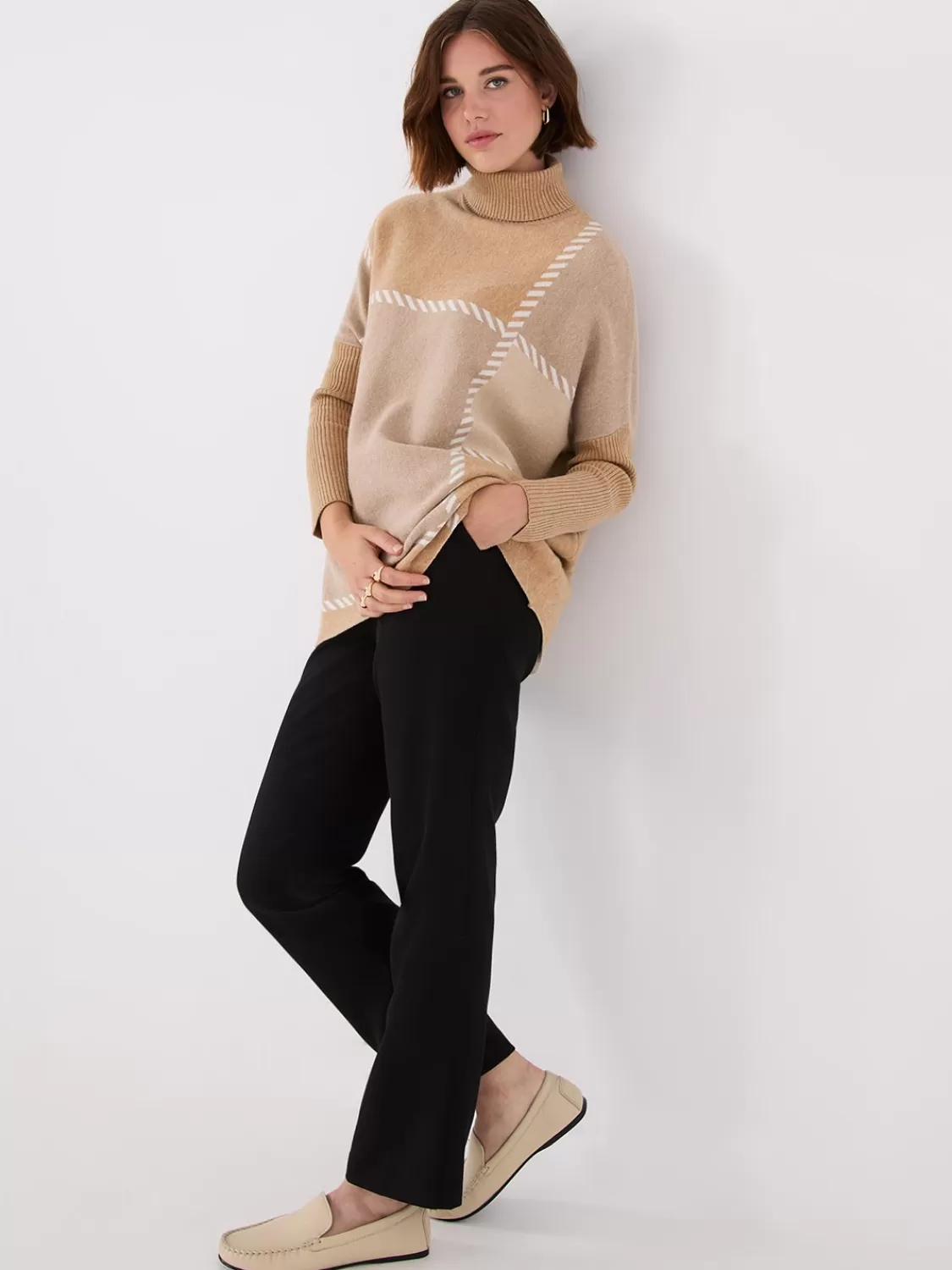 Suzy Shier Long Sleeve | Sweaters & Cardigans*Plaid Turtleneck Poncho