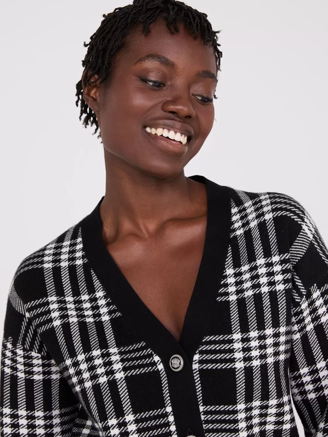 Suzy Shier Long Sleeve | Sweaters & Cardigans*Plaid V-Neck Knit Cardigan