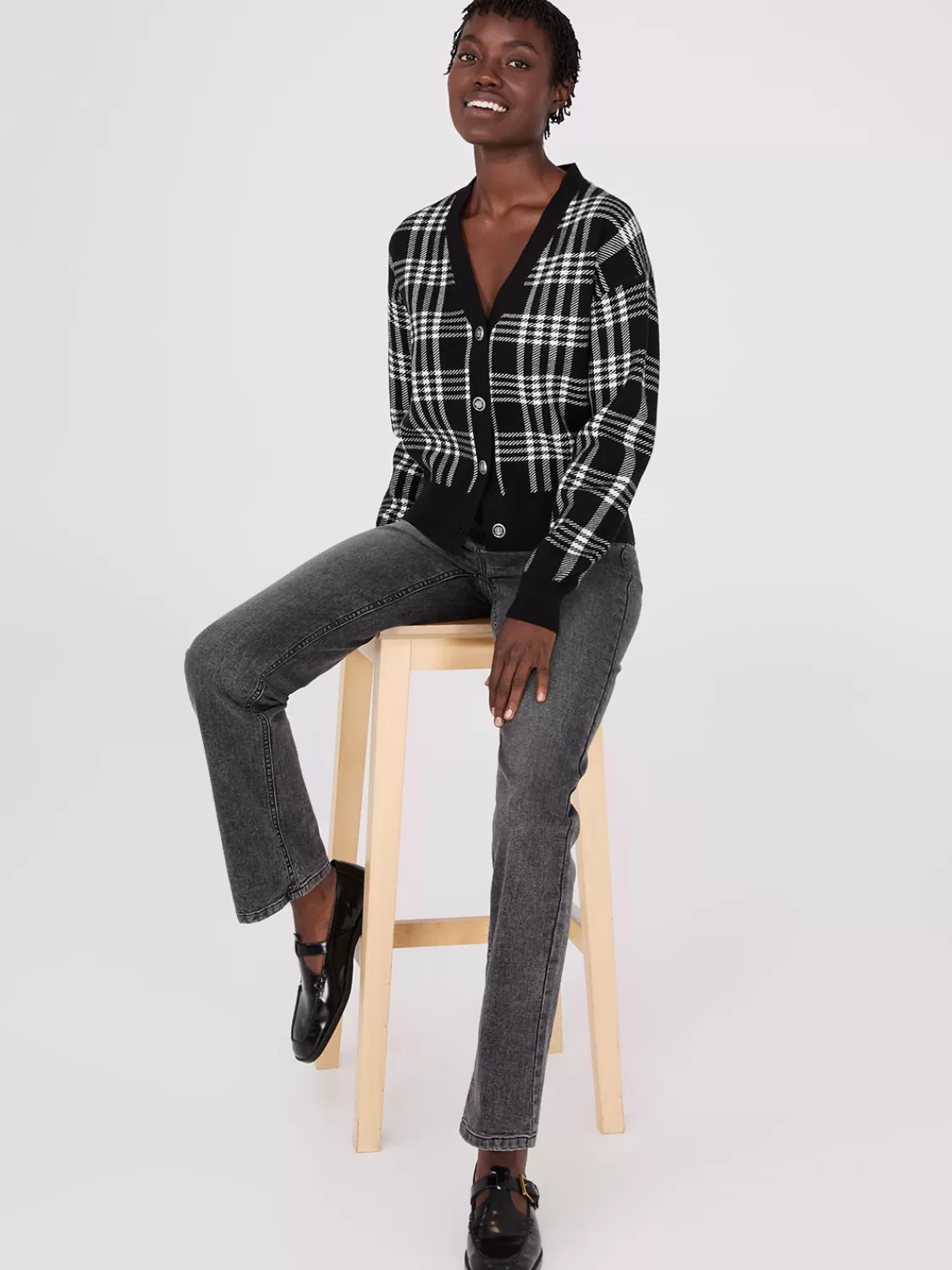 Suzy Shier Long Sleeve | Sweaters & Cardigans*Plaid V-Neck Knit Cardigan