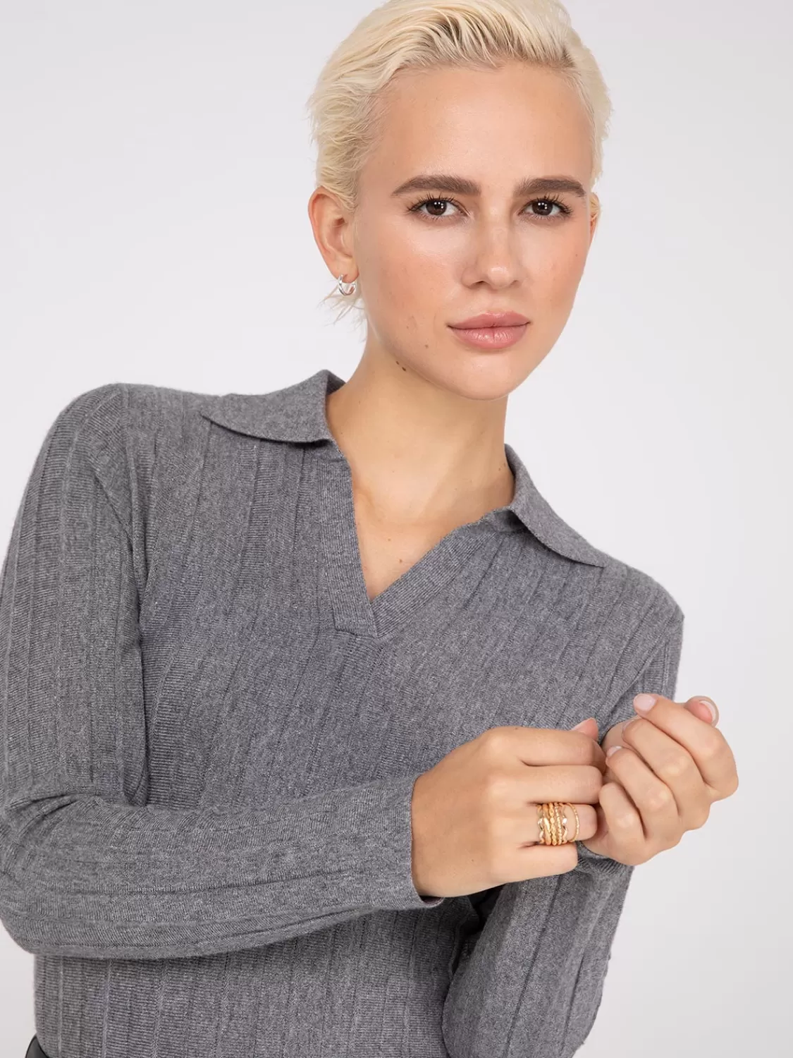 Suzy Shier Long Sleeve | Sweaters & Cardigans*Pleated Johnny Collar Sweater