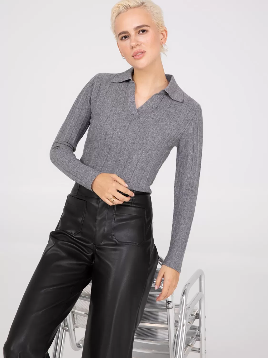 Suzy Shier Long Sleeve | Sweaters & Cardigans*Pleated Johnny Collar Sweater